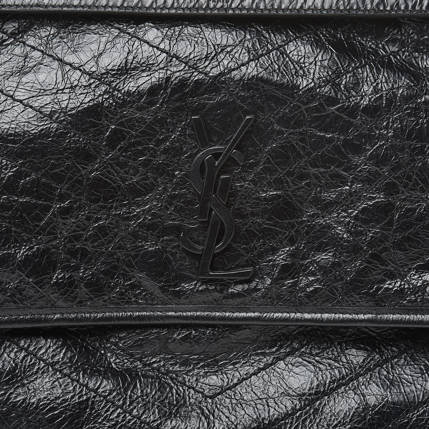 Saint Laurent Crinkled Calfskin Matelasse Monogram Large Niki Chain Satchel Black 9 of 11