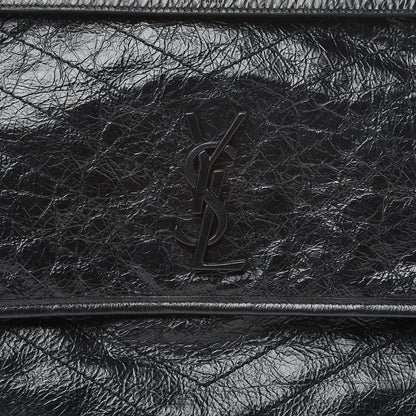 Saint Laurent Crinkled Calfskin Matelasse Monogram Large Niki Chain Satchel Black 9 of 11