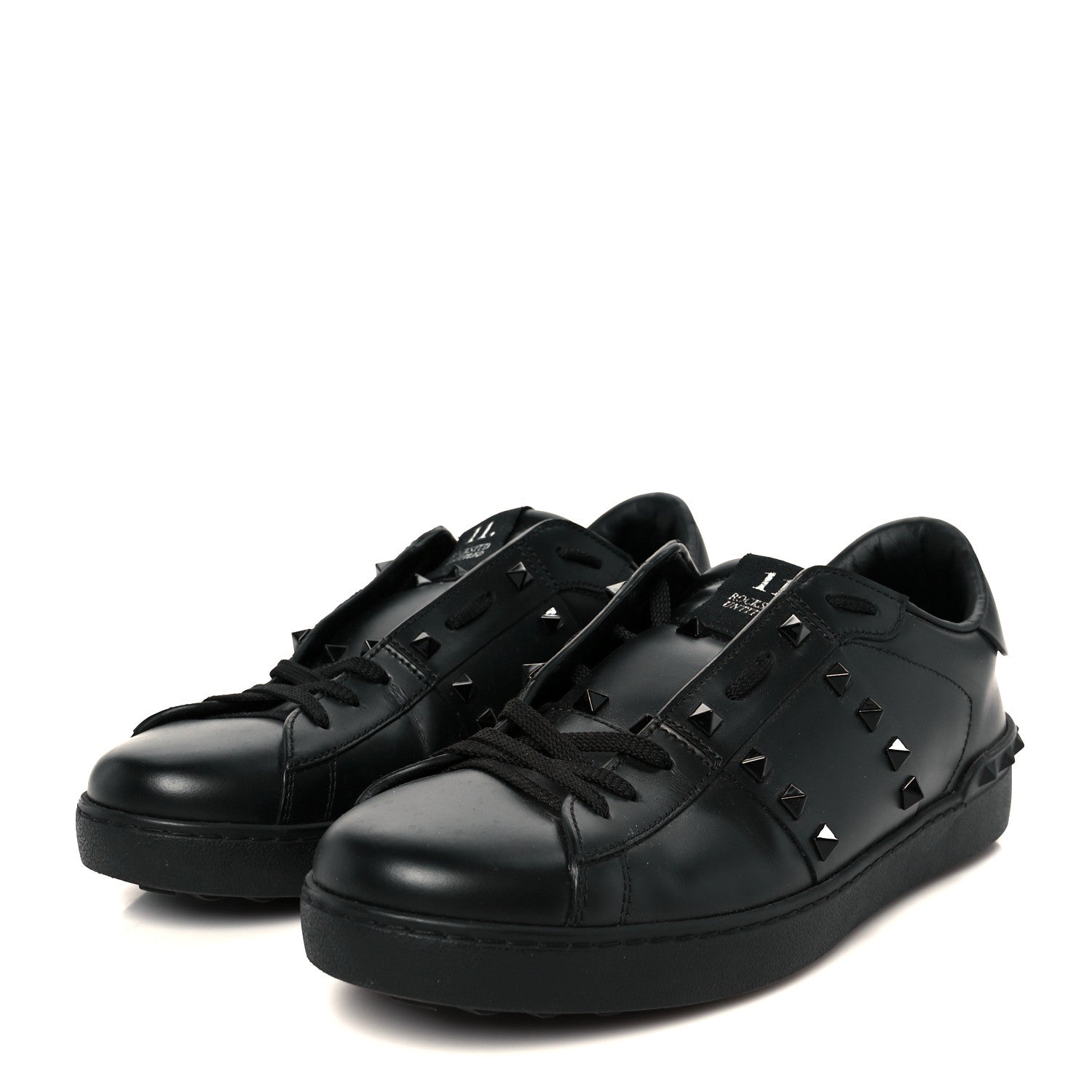 Valentino Garavani Calfskin Mens Rockstud Untitled Open Sneakers 43 Black 4 of 10