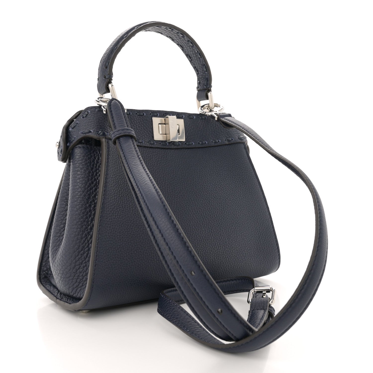 Fendi Cuoio Roma Sellerissima Nappa Sintetica Tape Stitch Mini Peekaboo Notte 3 of 11