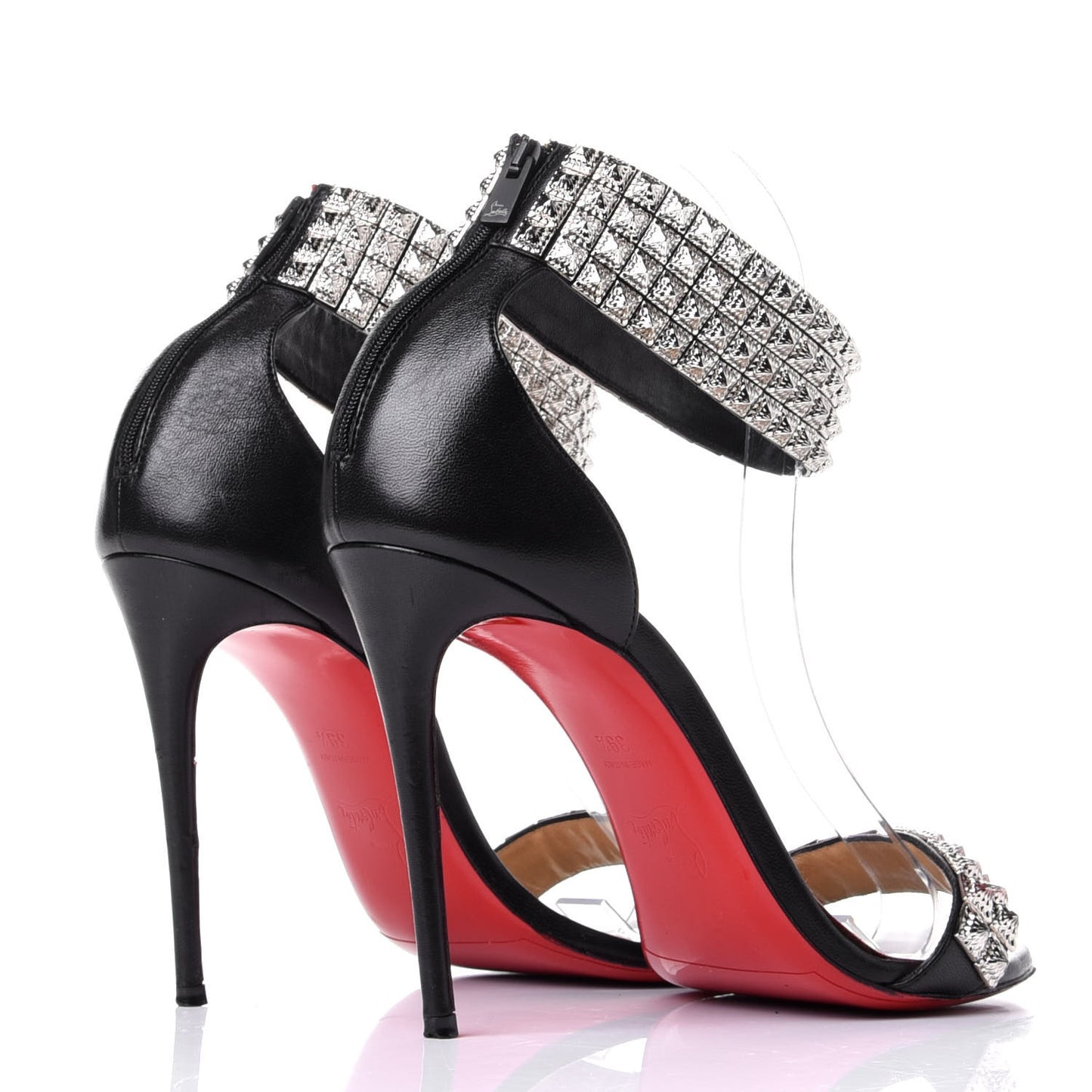 Nappa Priyadora 100 Studded Sandals 39.5 Black Silver