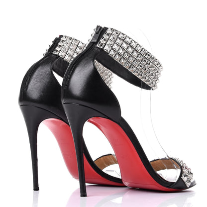 Christian Louboutin Nappa Priyadora 100 Studded Sandals 39.5 Black Silver 4 of 9