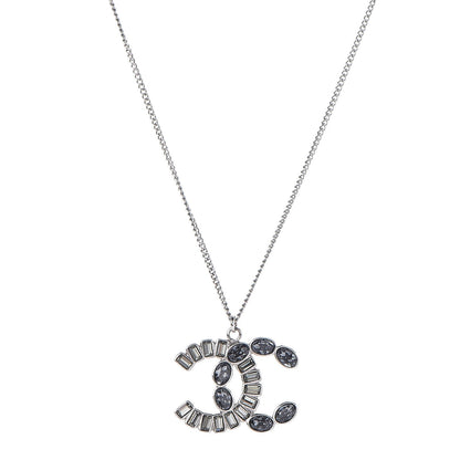 Chanel Baguette Crystal CC Pendant Necklace Silver 1 of 6