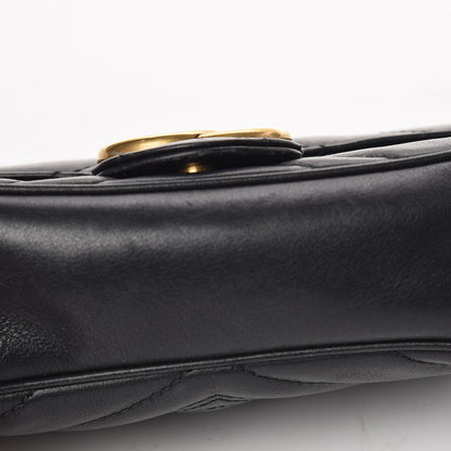 Gucci Calfskin Matelasse Super Mini GG Marmont Shoulder Bag Black 10 of 15