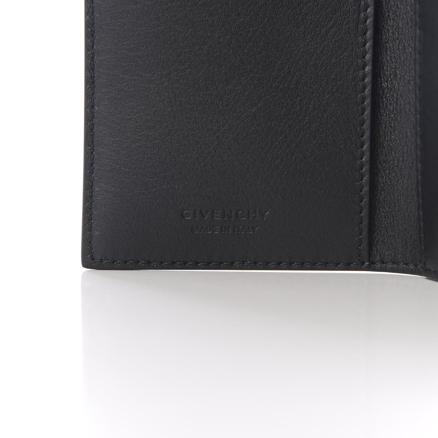 Calfskin Logo Folding Card Holder Black