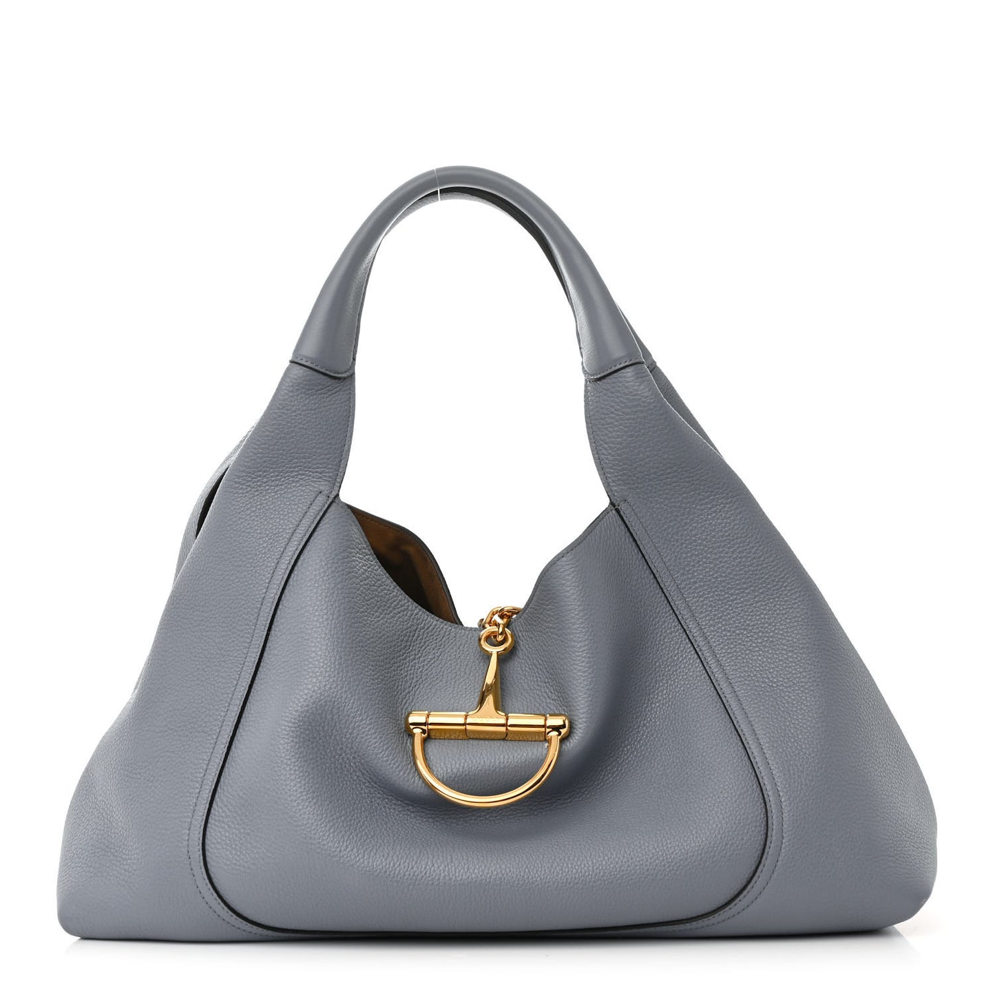 Grained Calfskin Softbit Maxi Shoulder Bag Dusty Blue