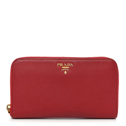 Prada Saffiano Metal Zip Around Wallet Peonia 1 of 11
