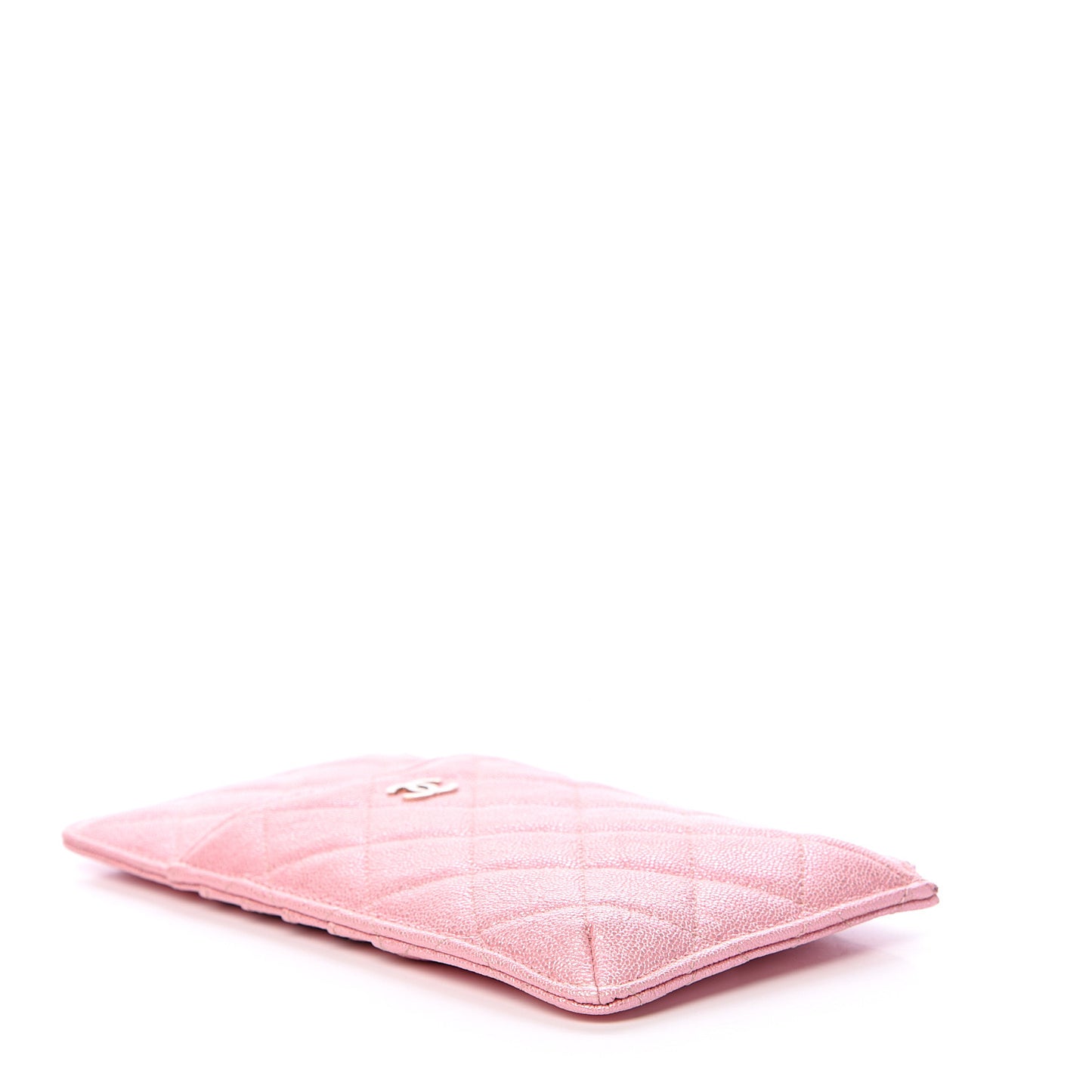 Iridescent Caviar Quilted Classic iPhone Pouch Rose Pink
