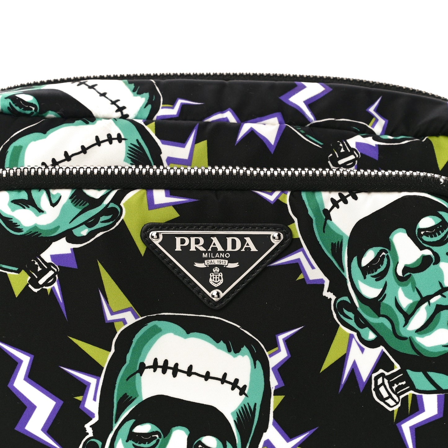 X UNIVERSAL STUDIOS Tessuto Nylon Frankenstein Print Pouch Black Menta