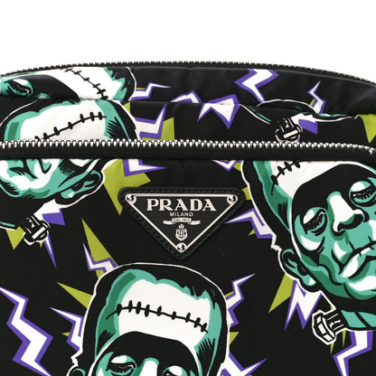 Prada X UNIVERSAL STUDIOS Tessuto Nylon Frankenstein Print Pouch Black Menta 9 of 11