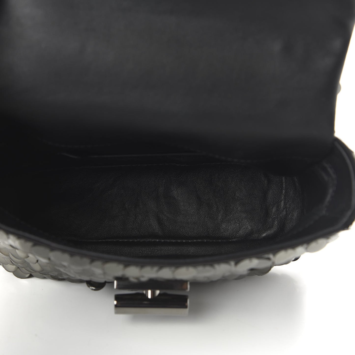 Paillette Embellished Large Natalia Chain Bag Dark Silver Black