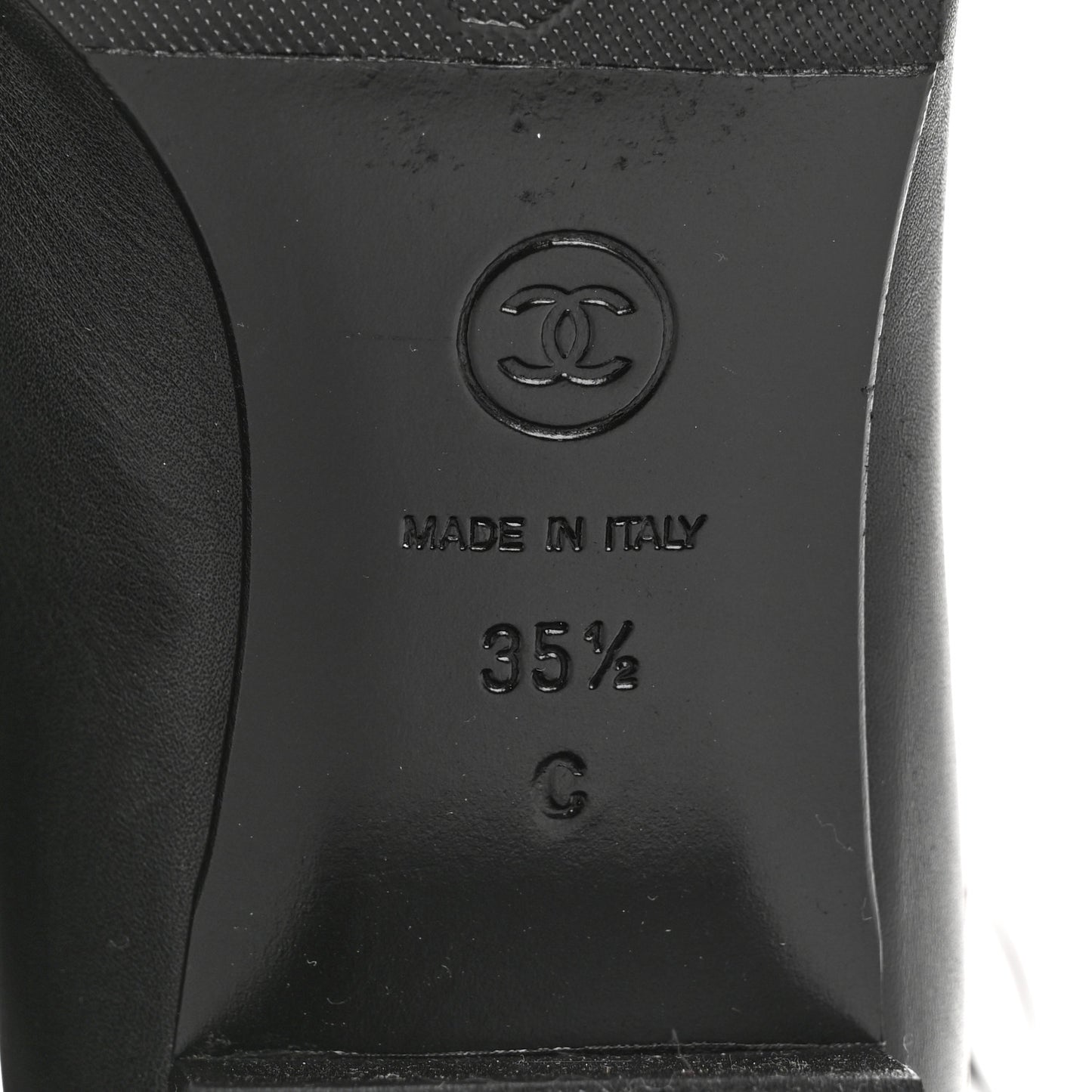 Lambskin Patent Cut Out Buckle Cap Toe Knee High Boots 35.5 Black