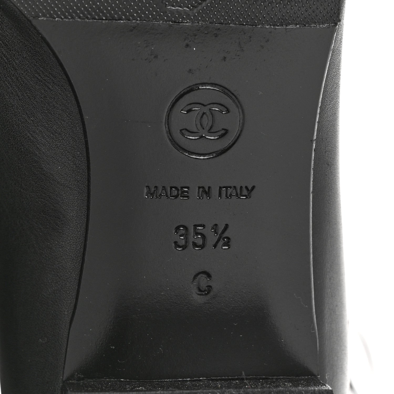 Chanel Lambskin Patent Cut Out Buckle Cap Toe Knee High Boots 35.5 Black 7 of 9