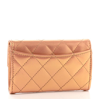 Chanel Metallic Lambskin Quilted Flap Card Holder Wallet Golden 2 of 8