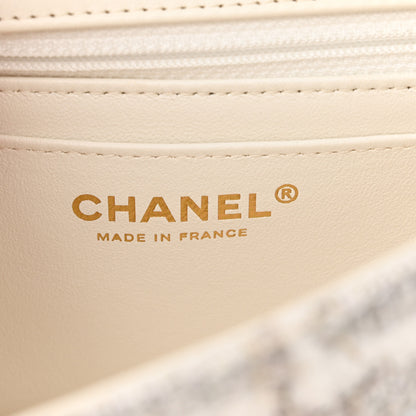 Chanel Tweed Quilted Mini Rectangular Flap White Grey 6 of 11