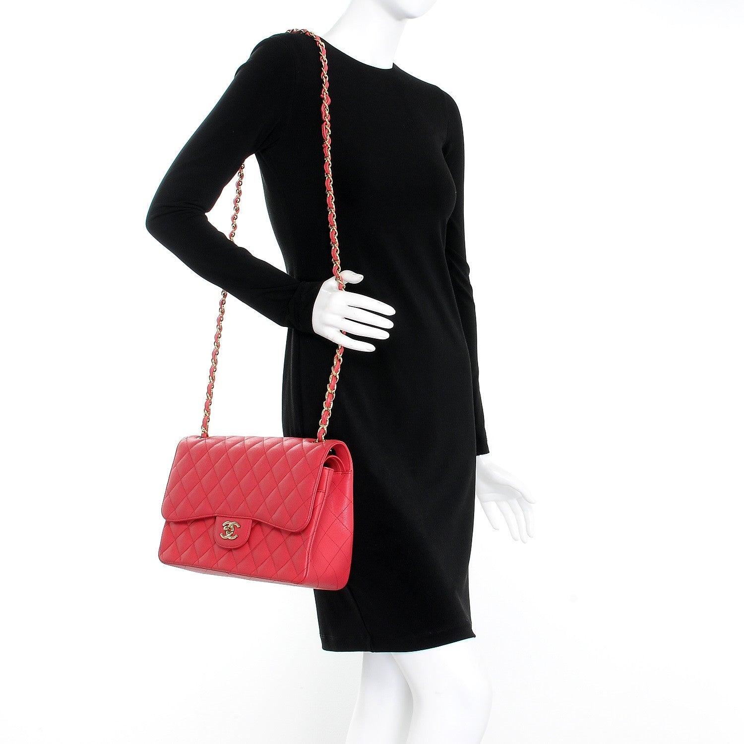 Chanel Caviar Quilted Jumbo Double Flap Dark Pink 2 of 7