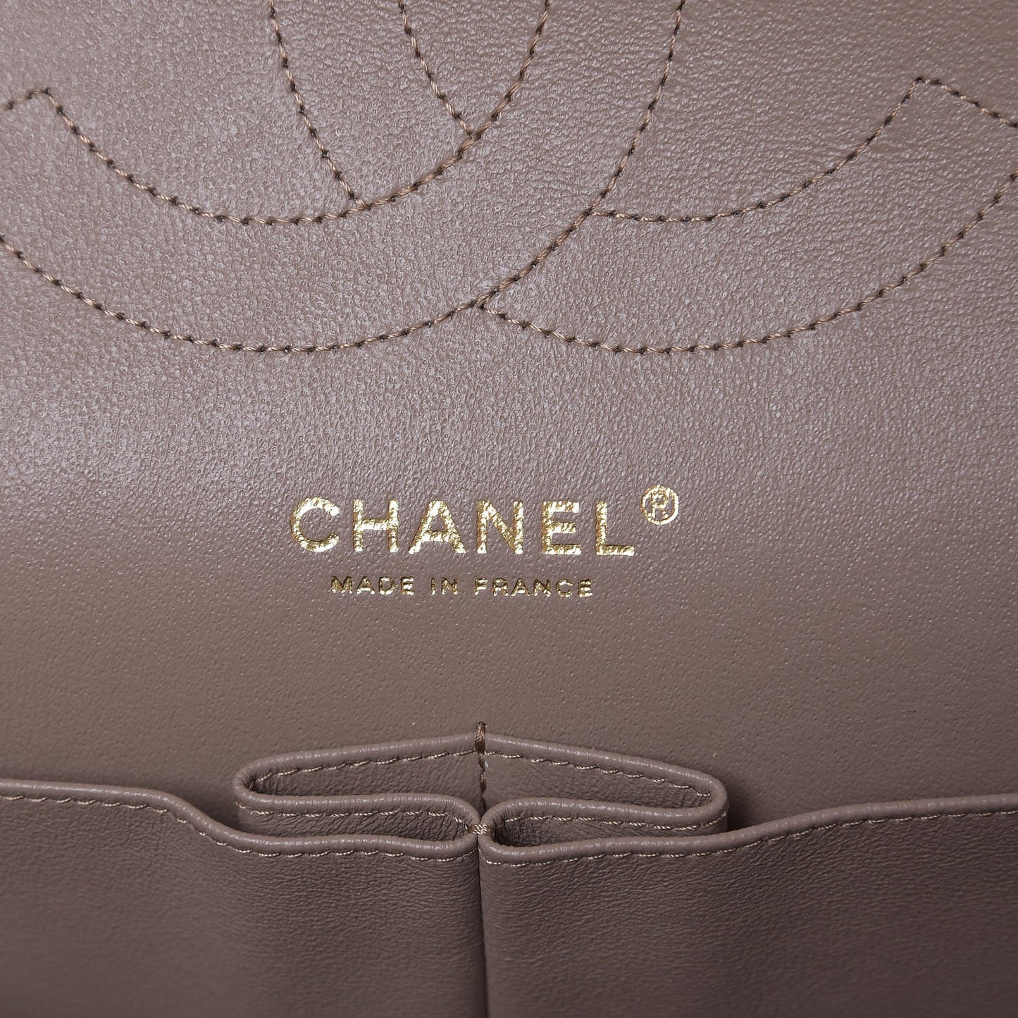 Lambskin Quilted Jumbo Double Flap Dark Beige
