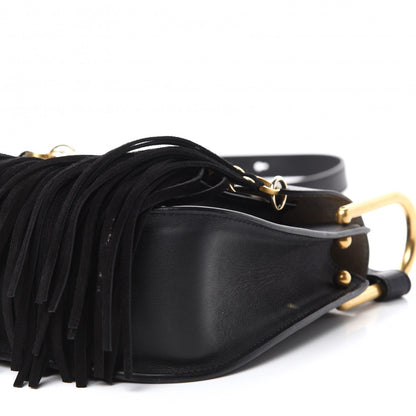 Chloe Calfskin Small Hudson Fringe Shoulder Bag Black 7 of 12