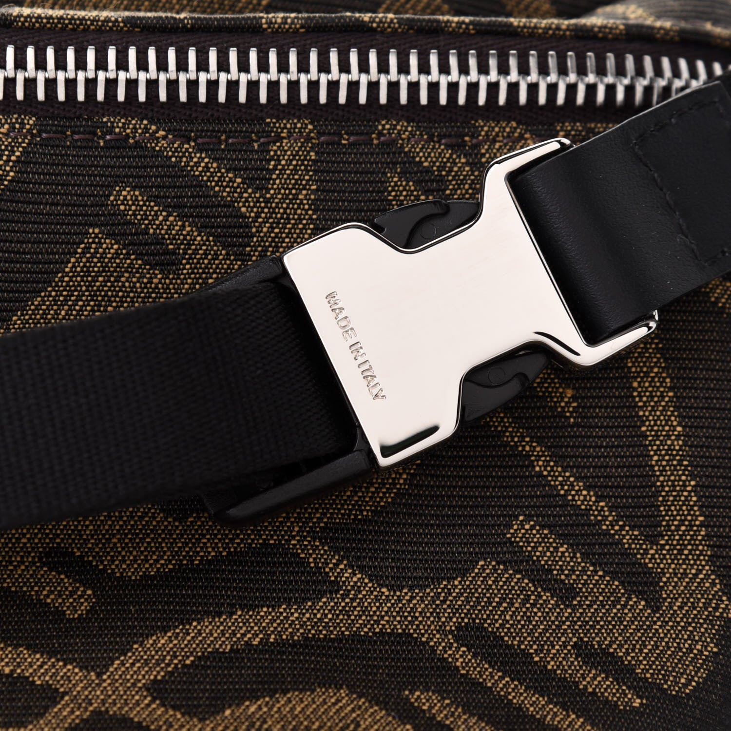 Fendi X SARAH COLEMAN Fabric Jacquard Vitello Century Matte FF Vertigo Kids Belt Bag Moro Black 13 of 15