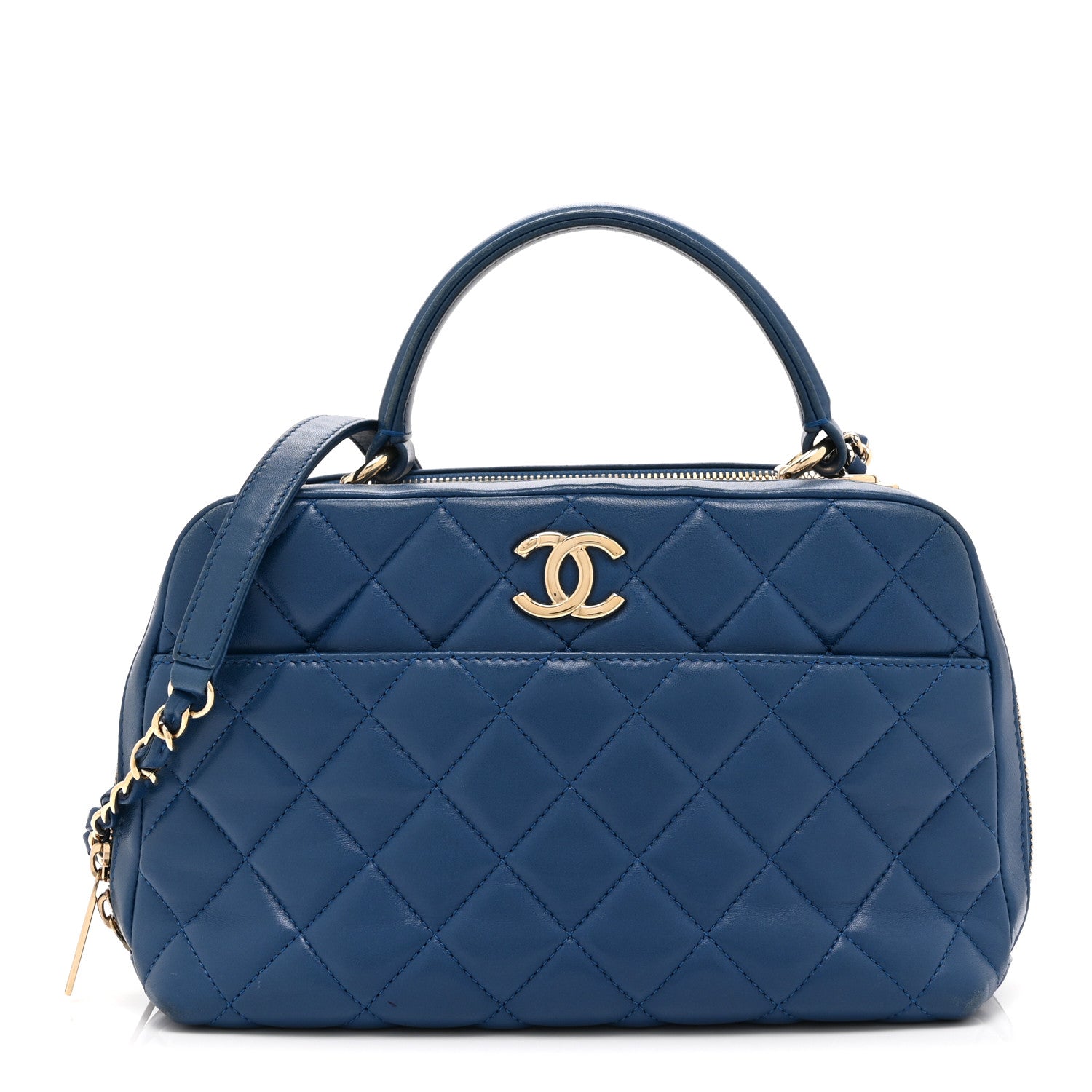 Chanel Lambskin Quilted Medium Trendy CC Bowling Bag Blue 1 of 11