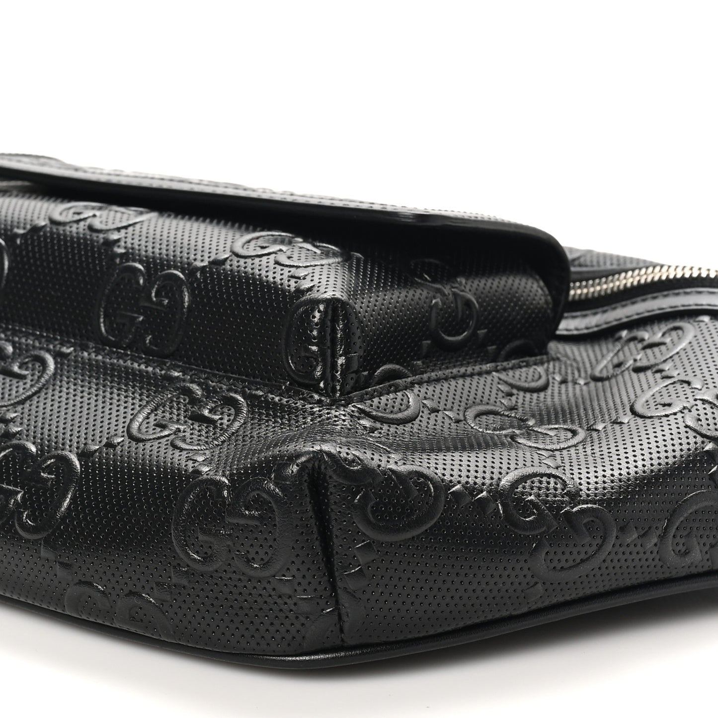 Calfskin GG Tennis Embossed Pocket Belt Bag Black