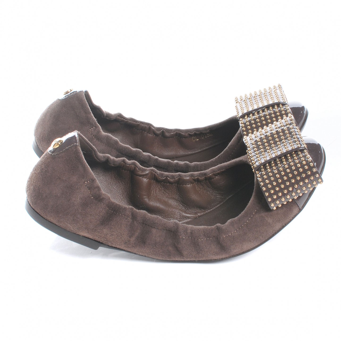 Suede Mimi Bow Ballerina Flats Brown 37