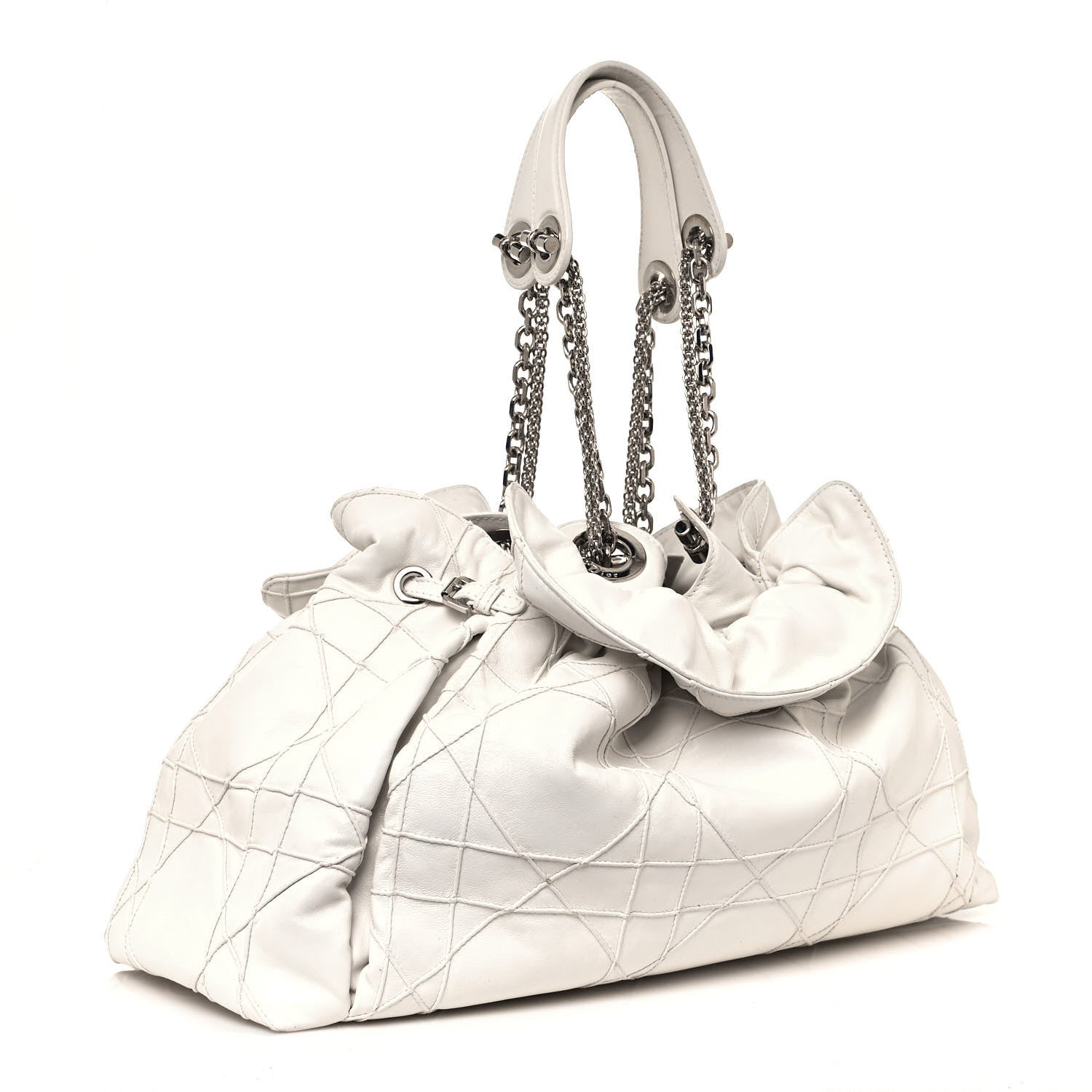 Christian Dior Lambskin Cannage Medium Le Trente Tote White 3 of 15