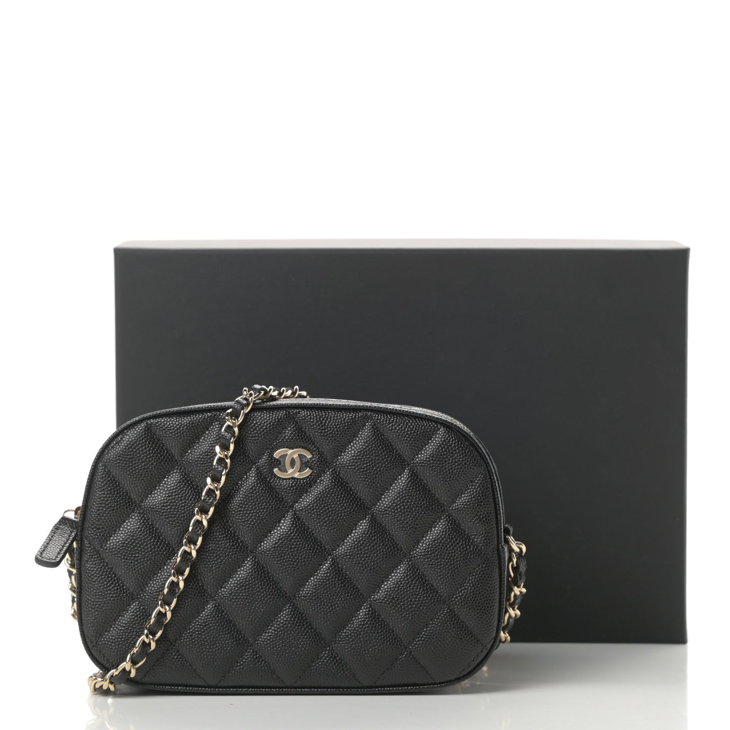 Caviar Quilted Vanity With Chain Black