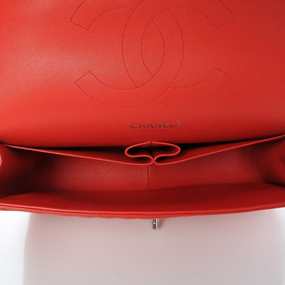 Chanel Caviar Chevron Quilted Jumbo Double Flap Red 6 of 9