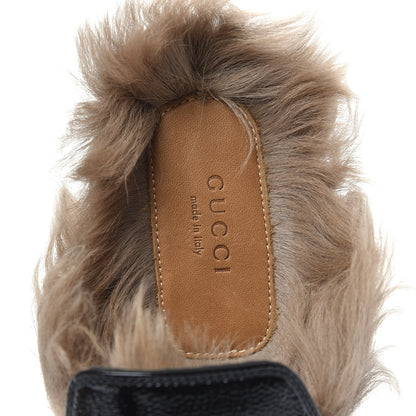 Gucci Patent Fur Womens Princetown Slippers 40 Black Natural 6 of 8