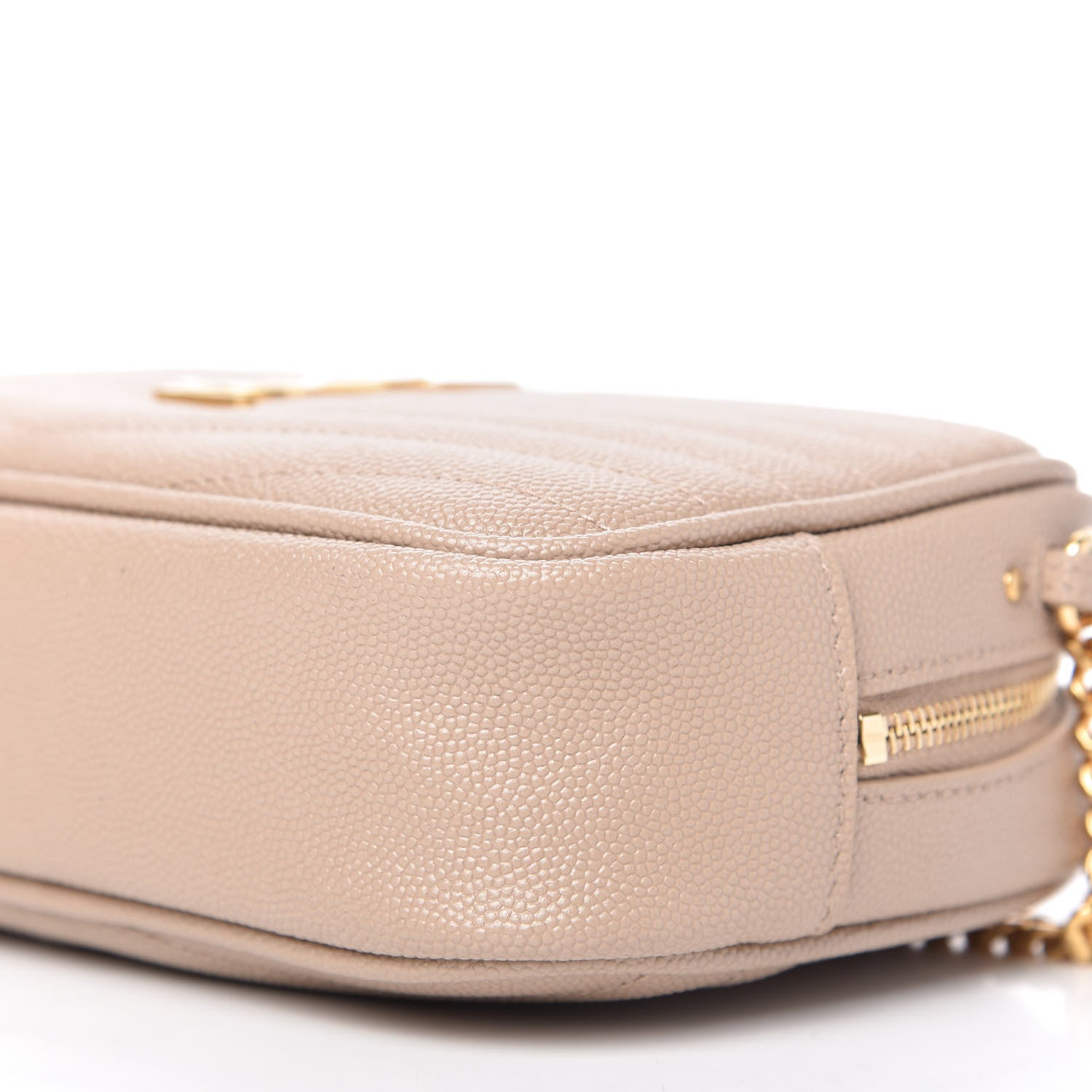Saint Laurent Grain De Poudre Matelasse Monogram Mini Lou Camera Bag Dark Beige 7 of 9
