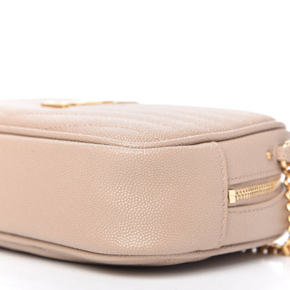 Saint Laurent Grain De Poudre Matelasse Monogram Mini Lou Camera Bag Dark Beige 7 of 9