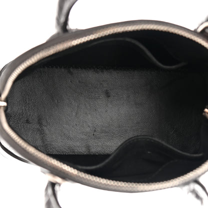 Balenciaga Shiny Calfskin Logo Crocodile Embossed XXS Ville Top Handle Bag Gray 5 of 15