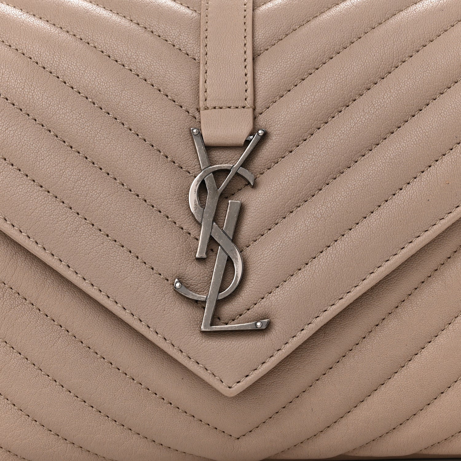 Saint Laurent Sheepskin Matelasse Chevron Monogram Medium College Bag Rose Antic 6 of 8