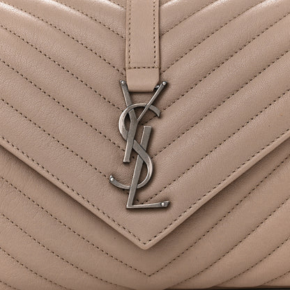 Saint Laurent Sheepskin Matelasse Chevron Monogram Medium College Bag Rose Antic 6 of 8