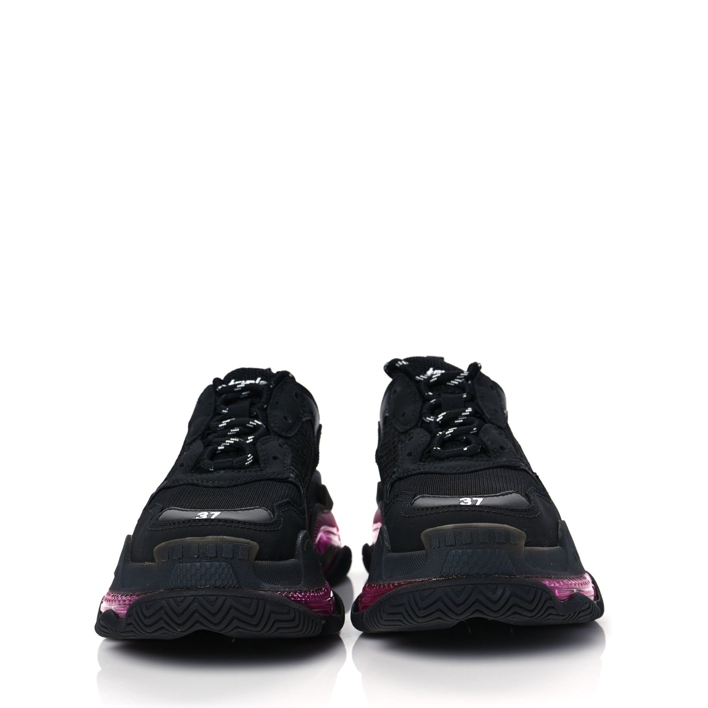 Fabric Mesh Clear Sole Womens Triple S Sneakers 37 Black Pink Neon