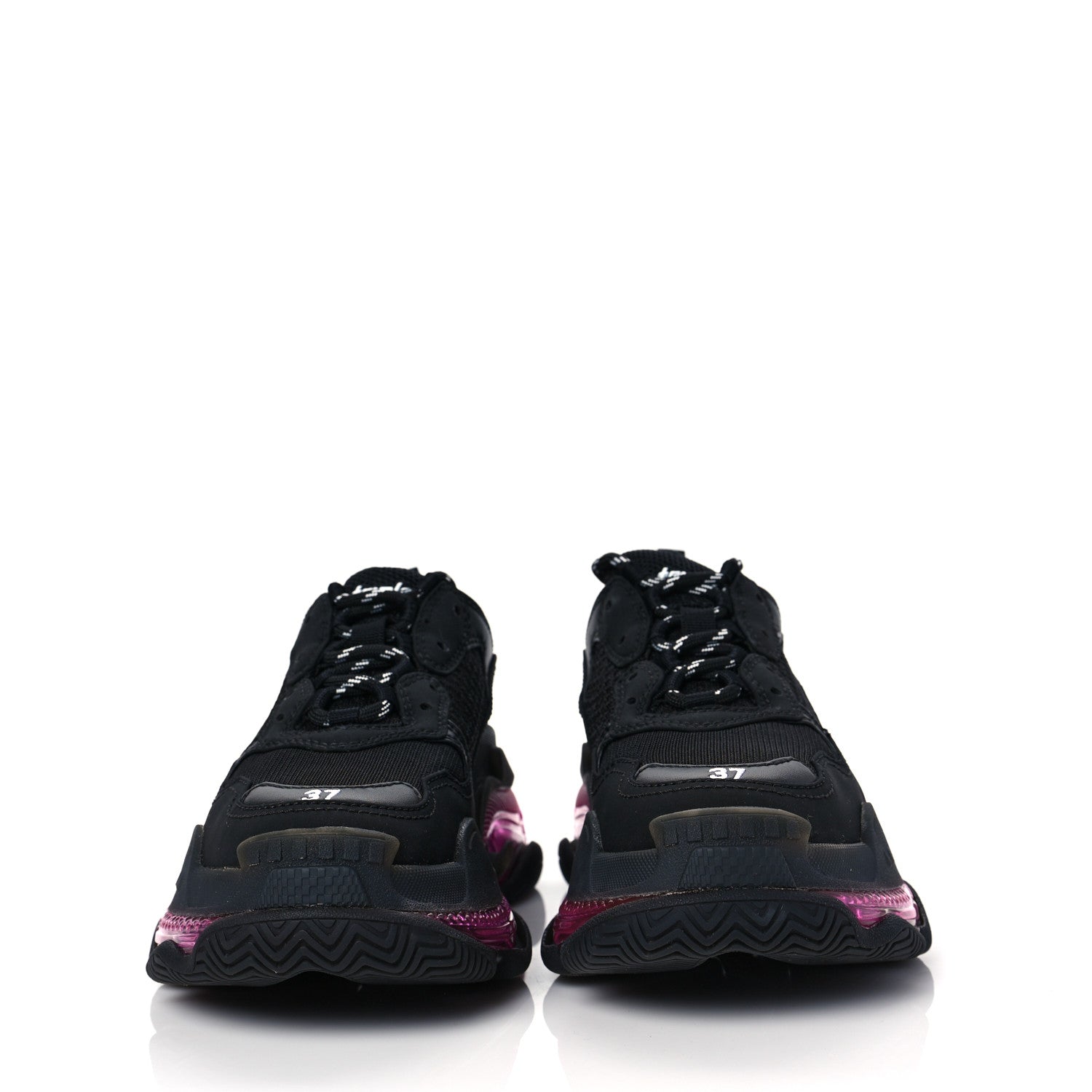 Balenciaga Fabric Mesh Clear Sole Womens Triple S Sneakers 37 Black Pink Neon 2 of 6