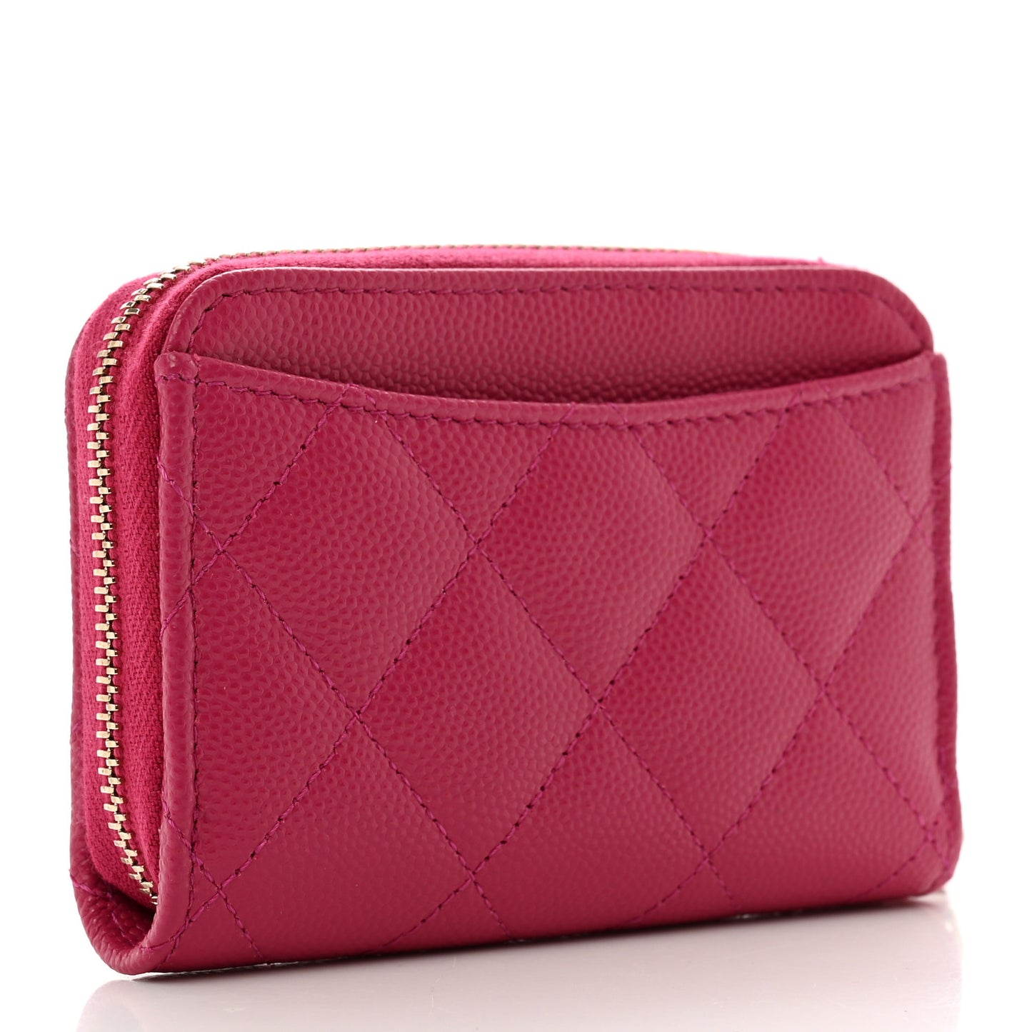 Caviar Quilted Zip Around Coin Purse Dark Pink