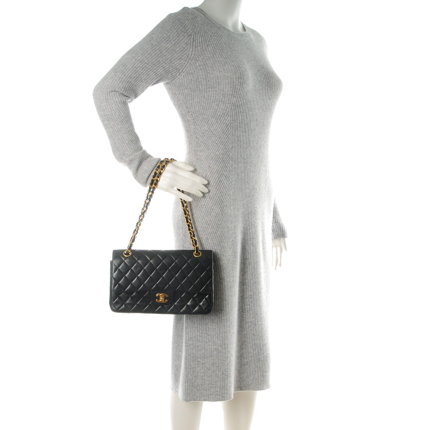 Chanel Lambskin Quilted Medium Double Flap Black 2 of 10