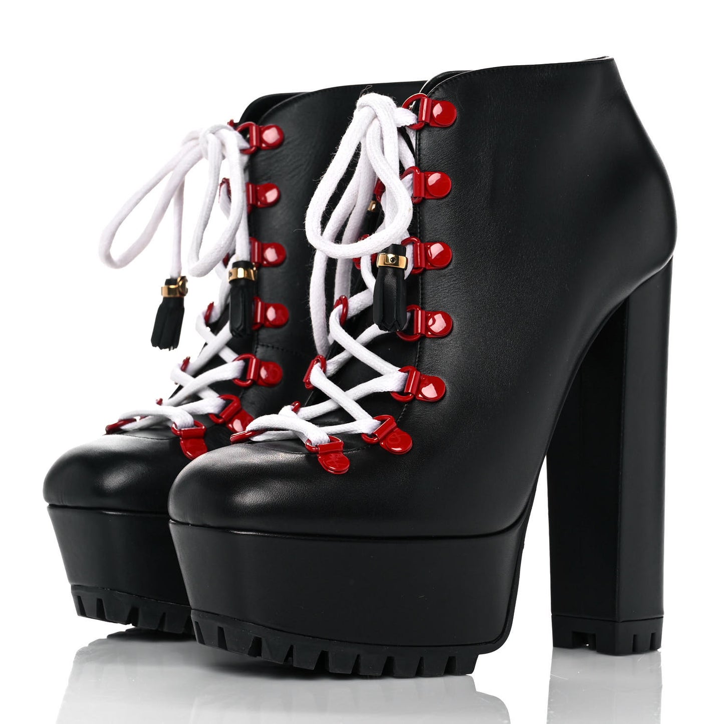 Calfskin Lifford Lace Up Platform Ankle Boots 38 Black