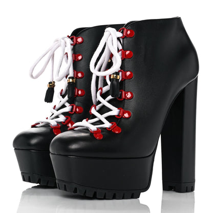 Gucci Calfskin Lifford Lace Up Platform Ankle Boots 38 Black 3 of 8