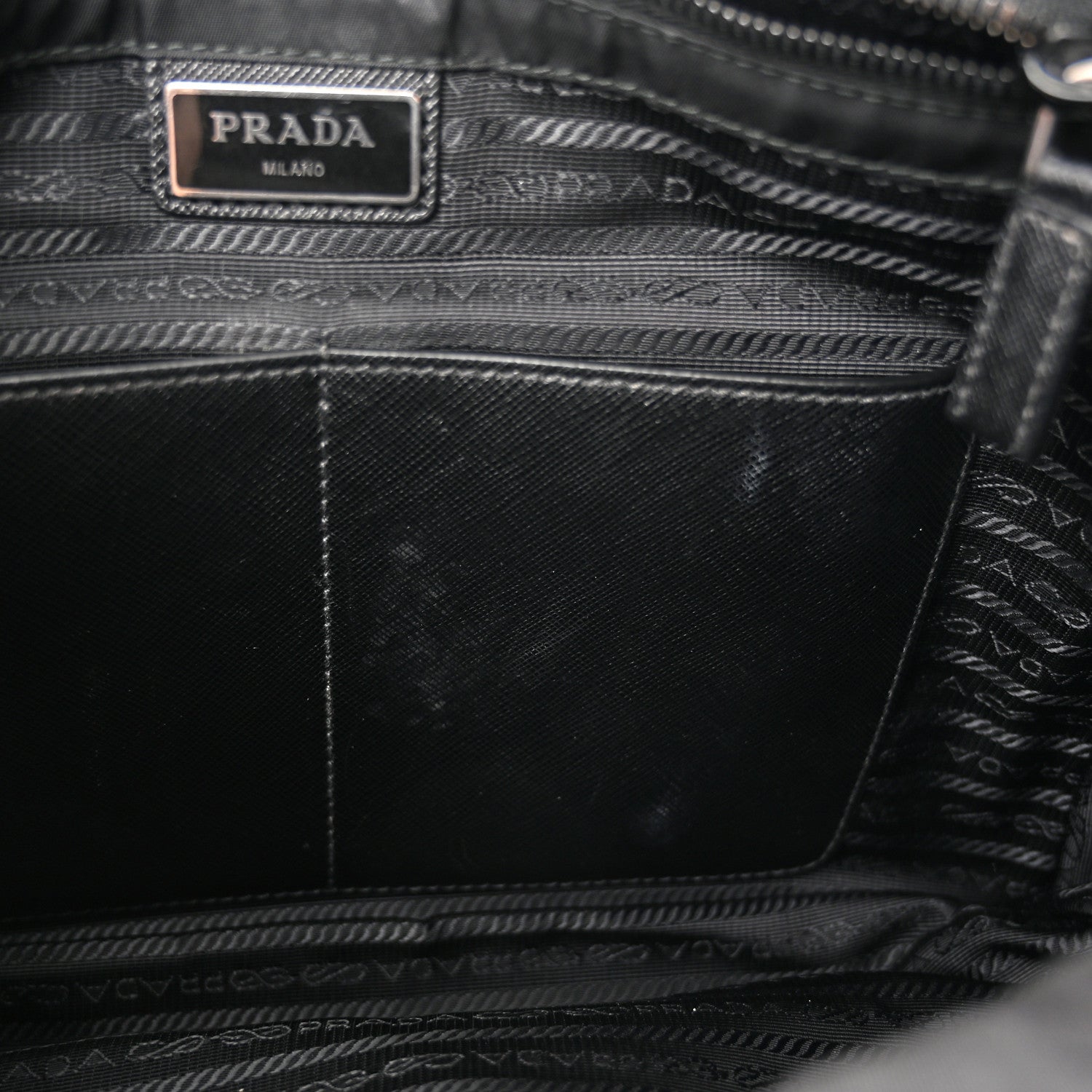 Prada Tessuto Nylon Saffiano Large Double Snap Buckle Messenger Bag Black 11 of 11