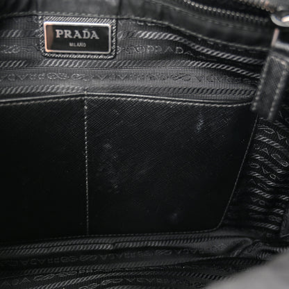 Prada Tessuto Nylon Saffiano Large Double Snap Buckle Messenger Bag Black 11 of 11