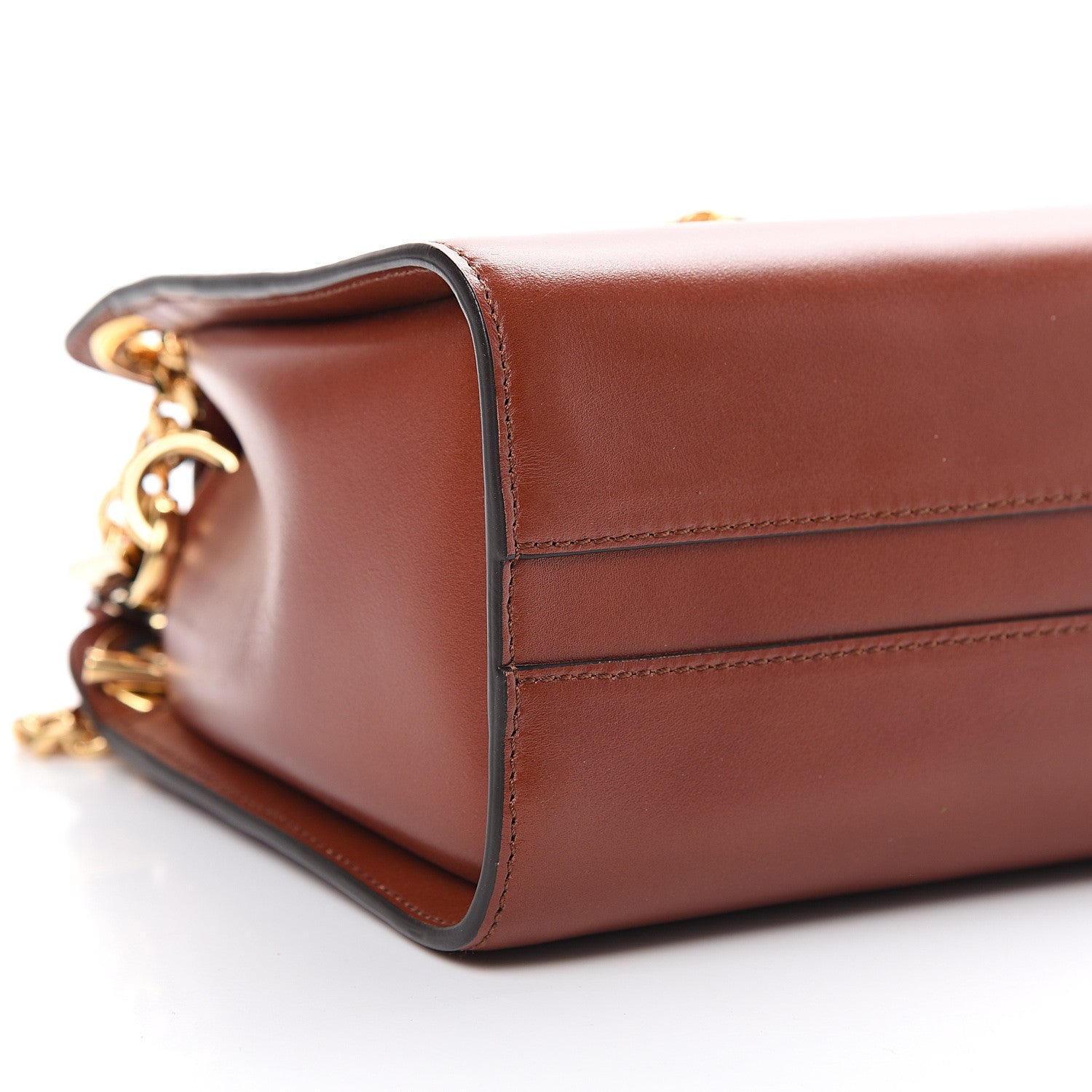 Chloe Shiny Calfskin Mini Annie Shoulder Bag Sepia Brown 8 of 9