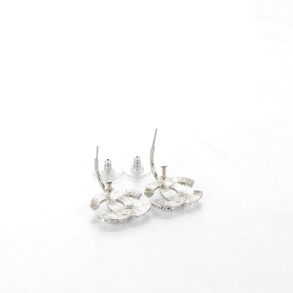 Chanel Baguette Crystal CC Drop Earrings Silver 3 of 5