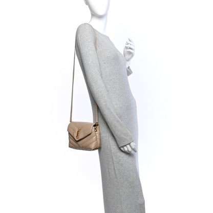 Saint Laurent Calfskin Y Quilted Monogram Toy Loulou Crossbody Bag Dark Beige 2 of 10