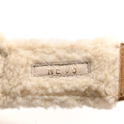 Christian Dior Suede Shearling Dioract 10mm Sandals 38 Beige 8 of 8