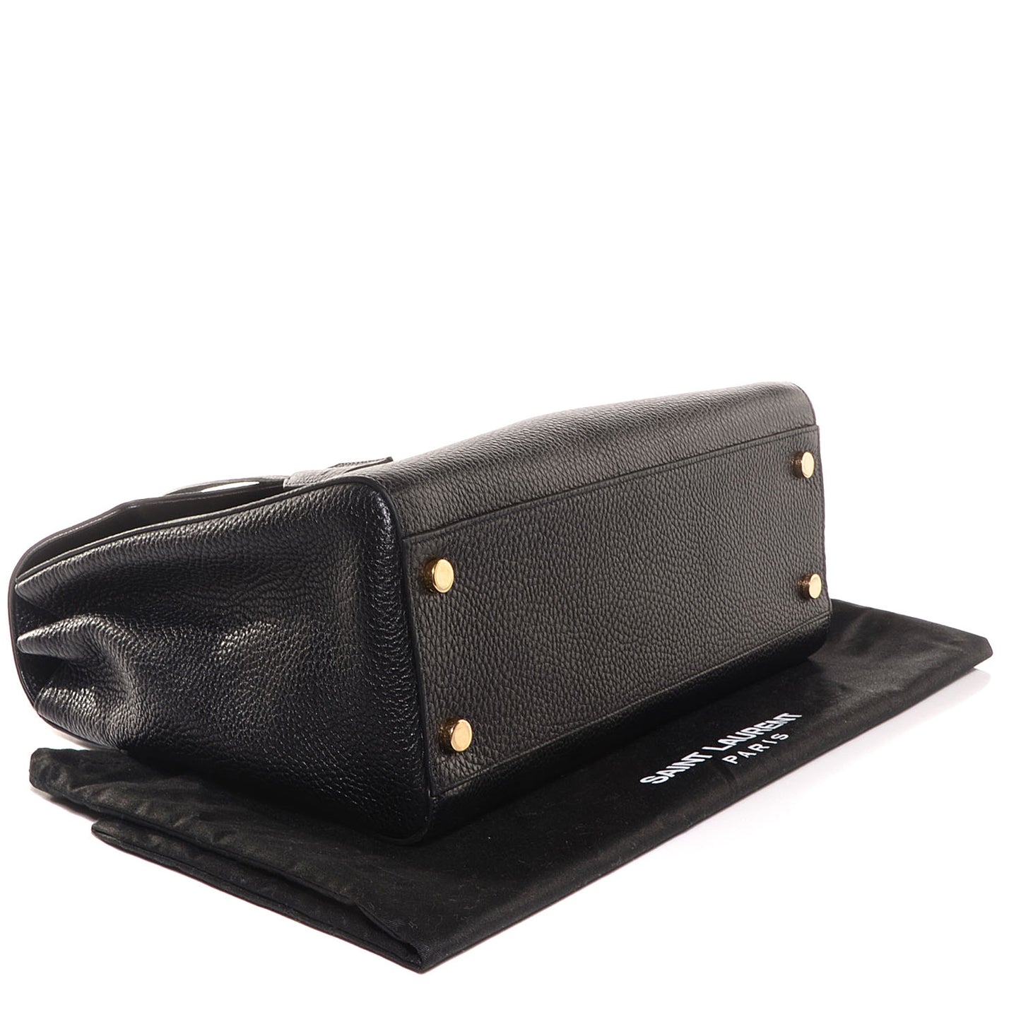 Grained Calfskin Medium Moujik Top Handle Bag Black