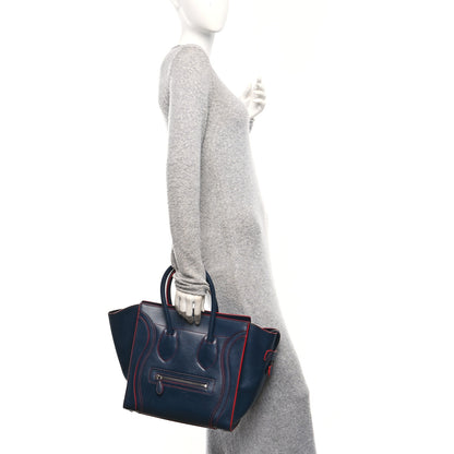 Celine Smooth Calfskin Mini Luggage Navy Red 2 of 9