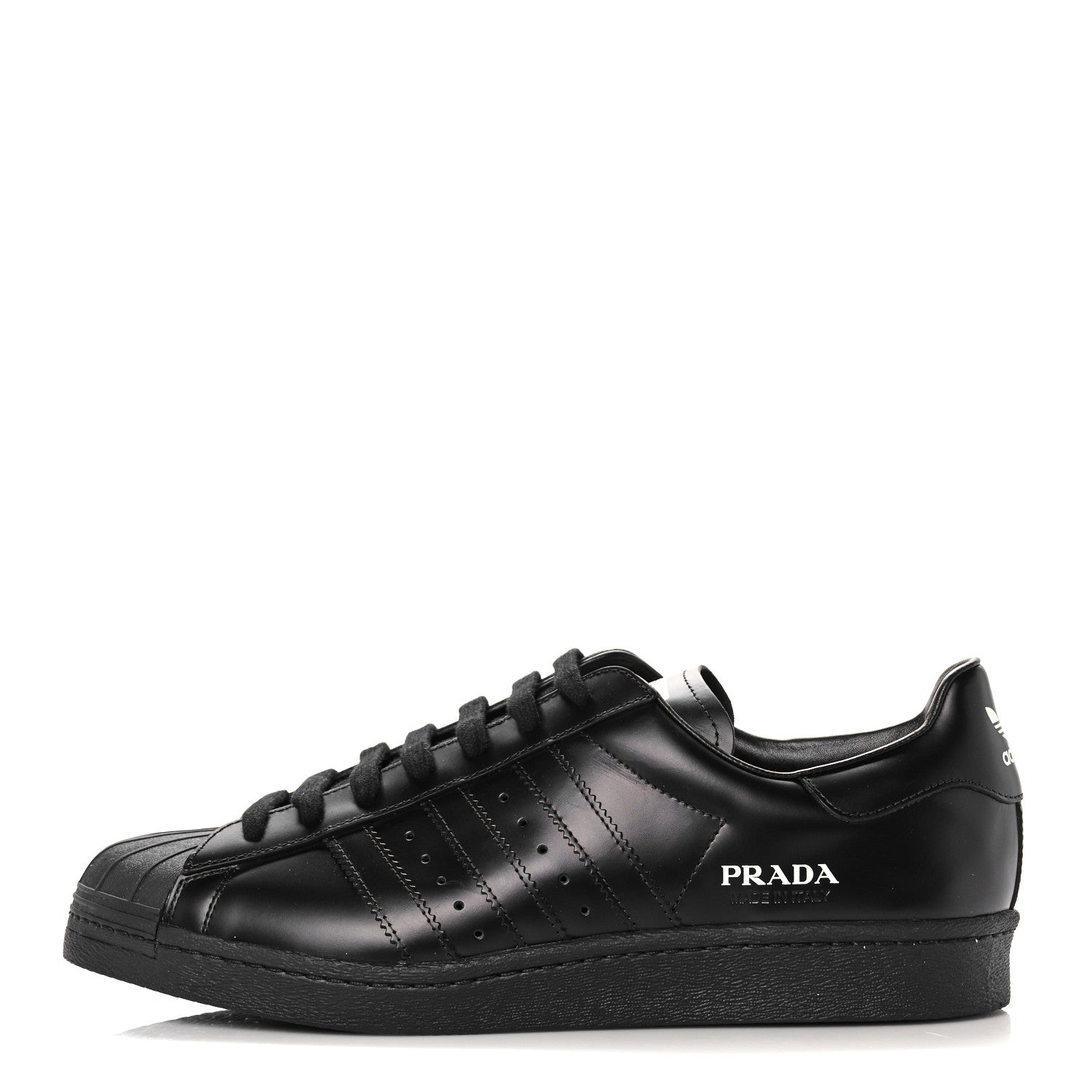 Prada X ADIDAS Brushed Calfskin Logo Mens Superstar Sneakers 11.5 Black 1 of 8